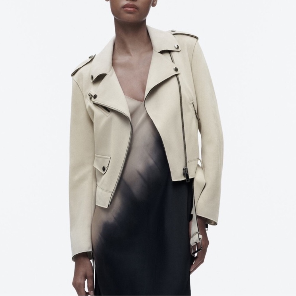 Zara faux suede biker jacket
